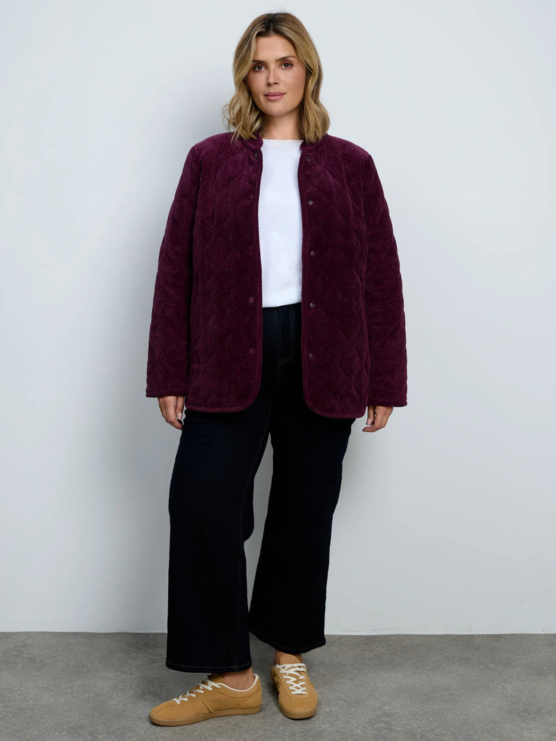 Plus size burgundy quilted jacket