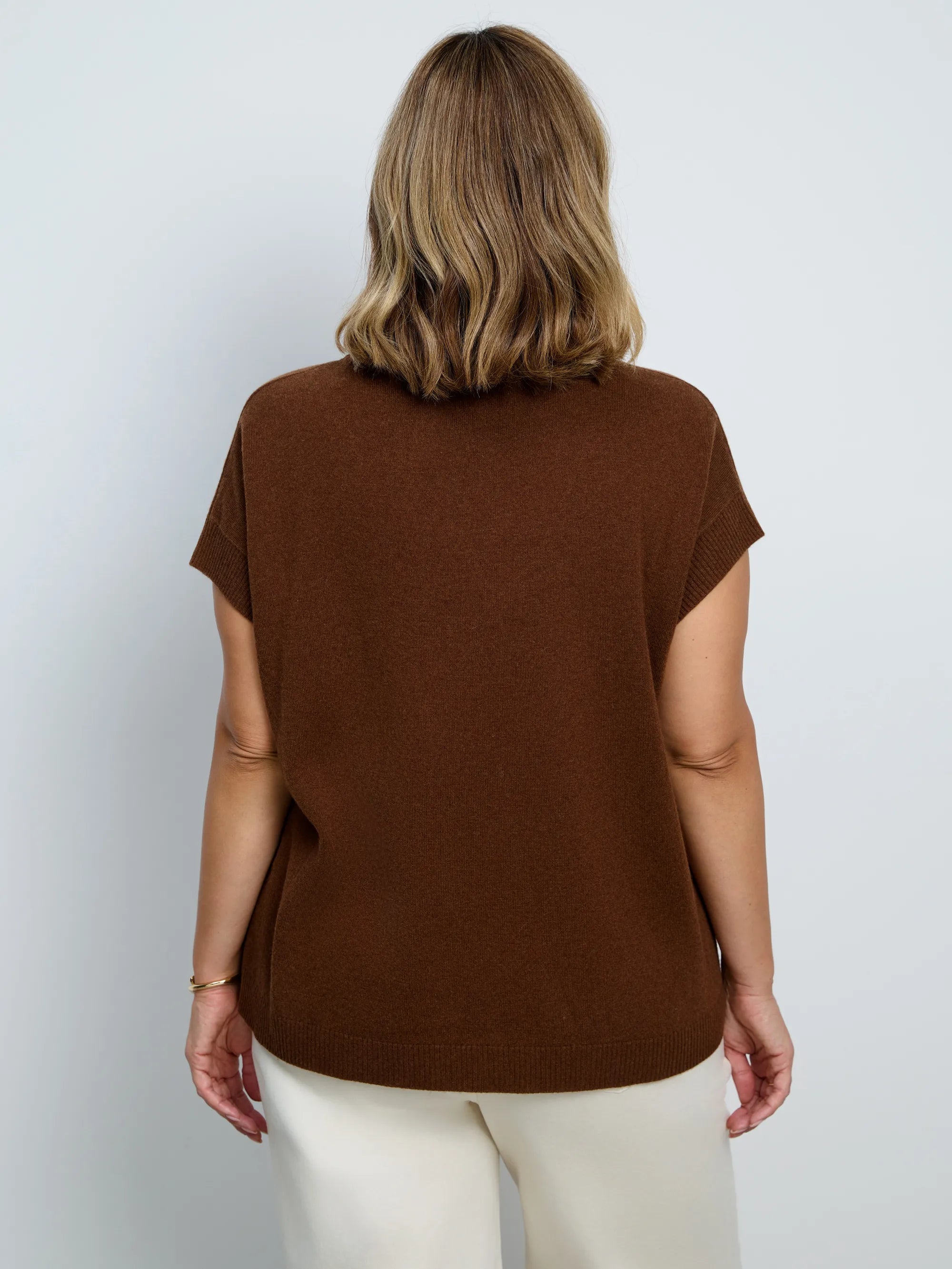 Brown High Neck Knitted Vest