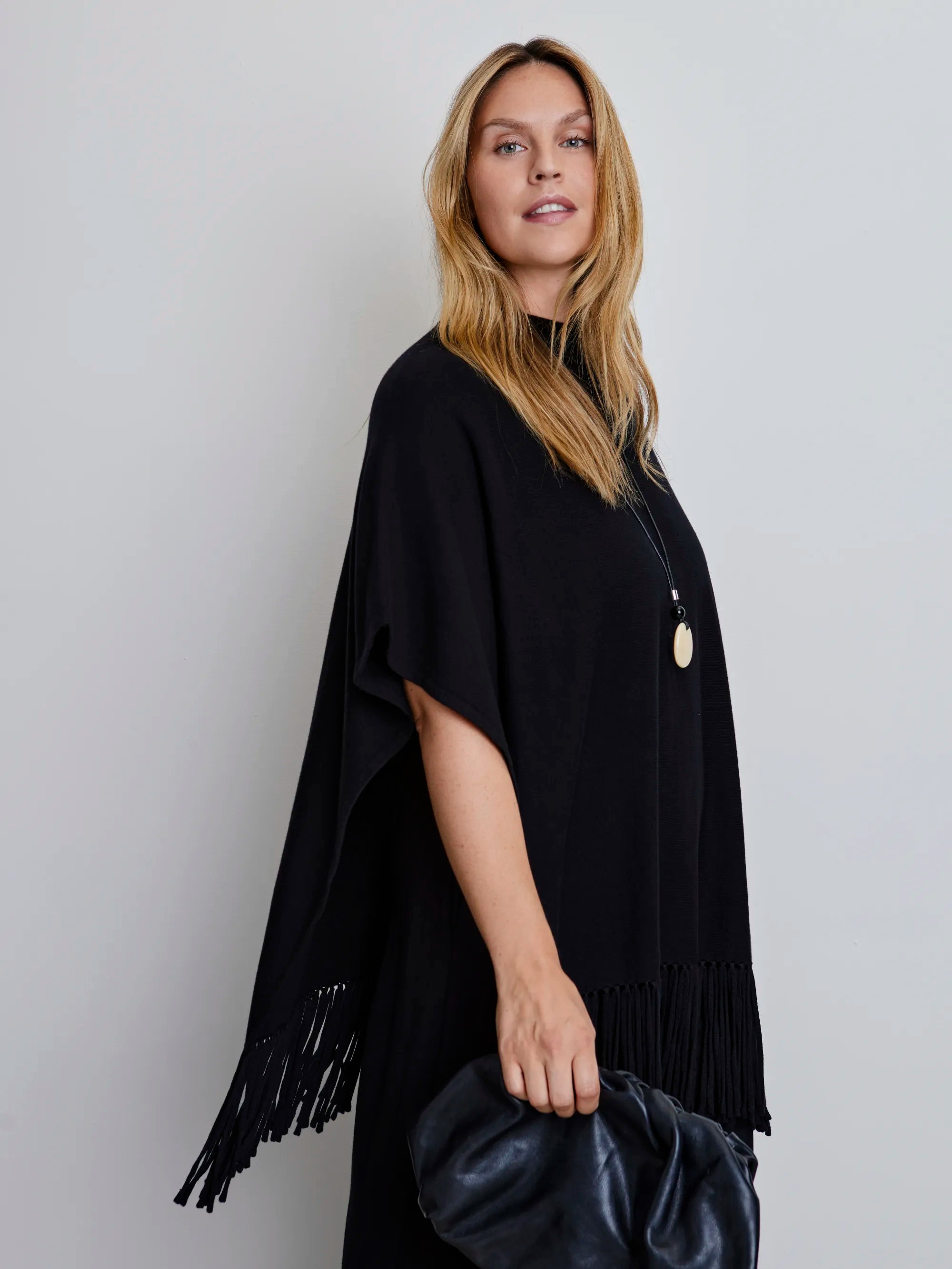 Black Fringe Poncho