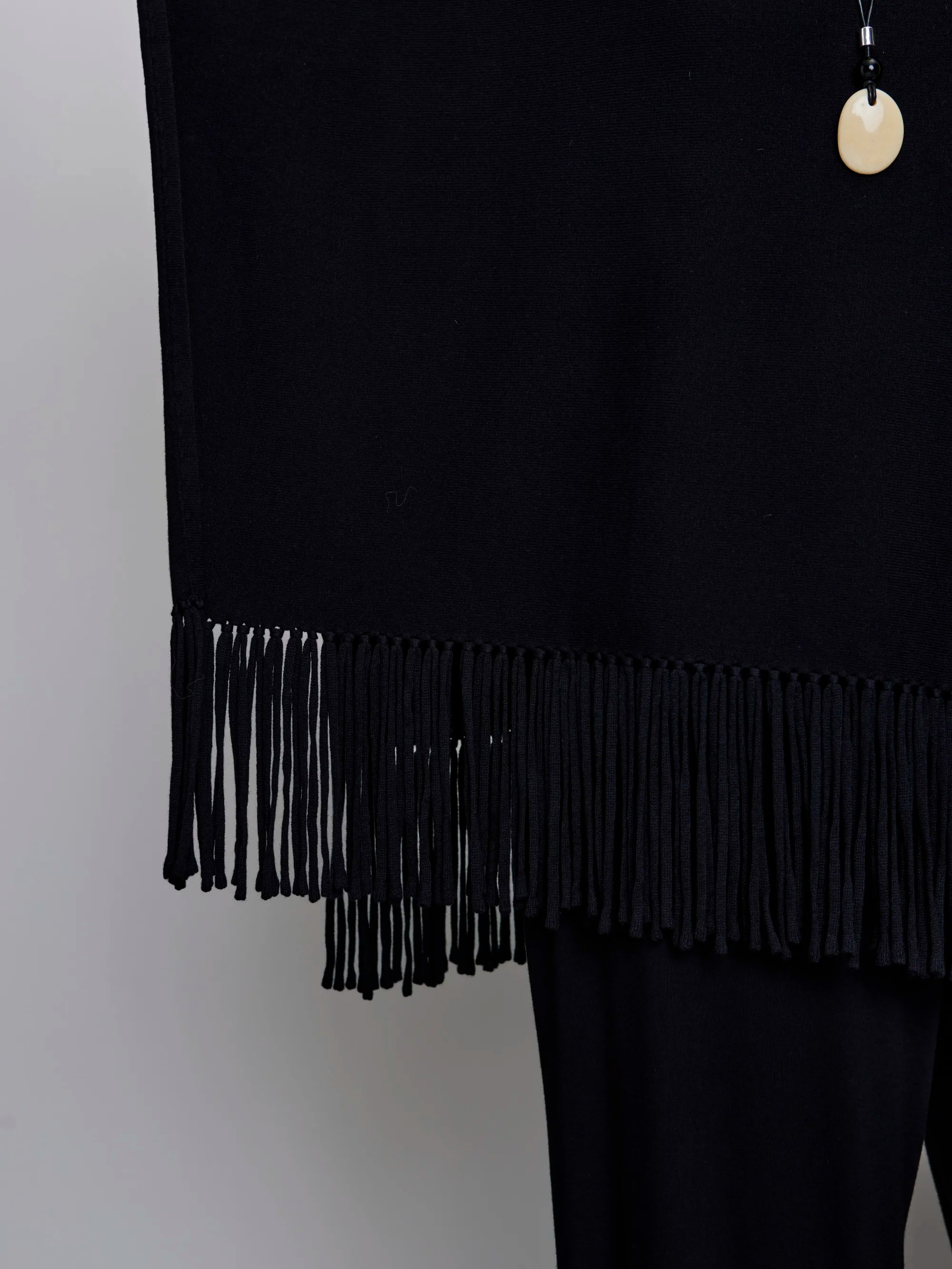 Black Fringe Poncho