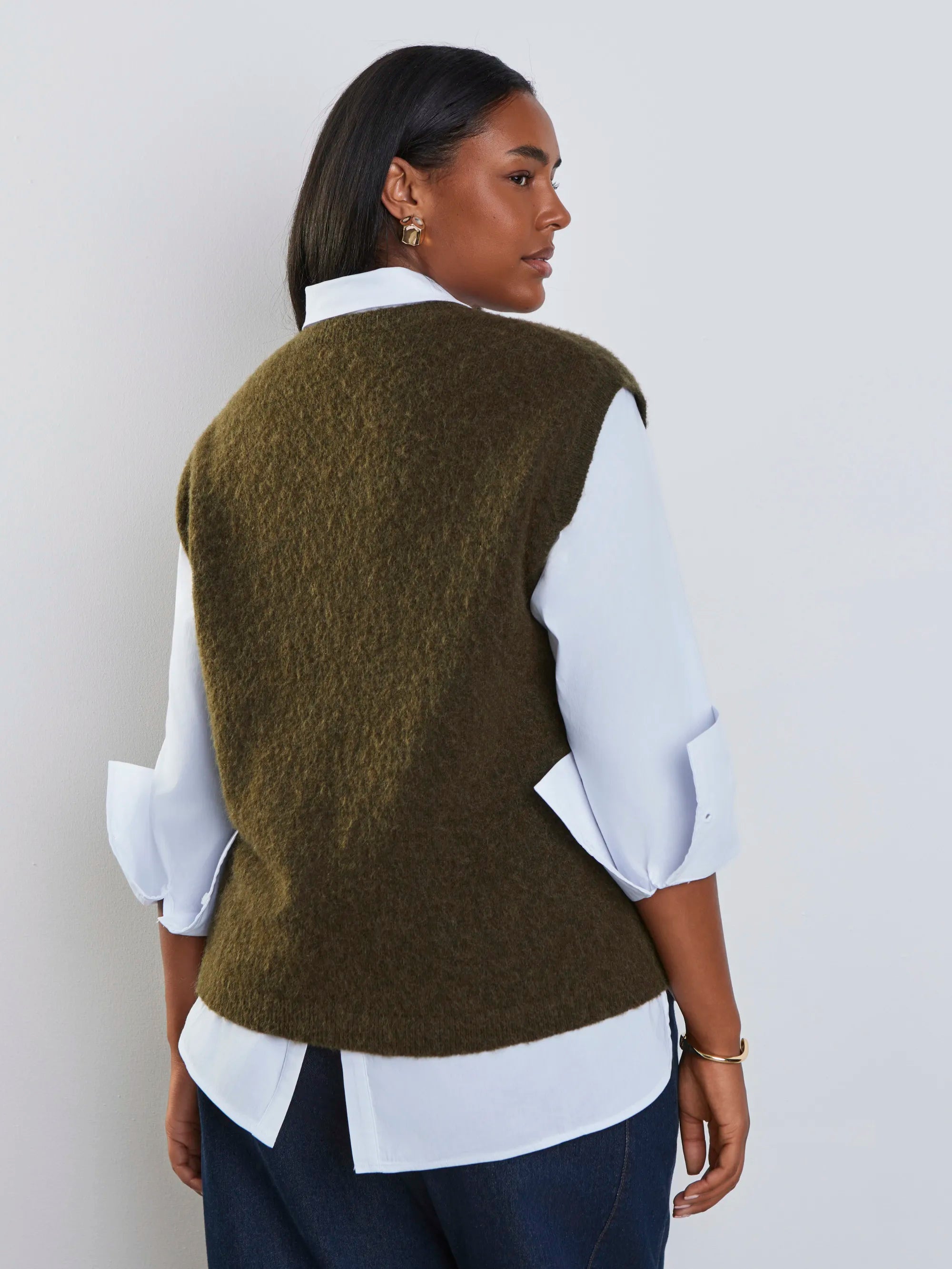 Plus size olive knitted vest