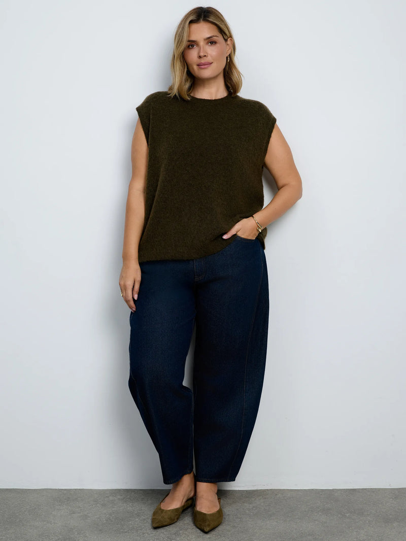 Olive Green Mohair Blend Knitted Vest