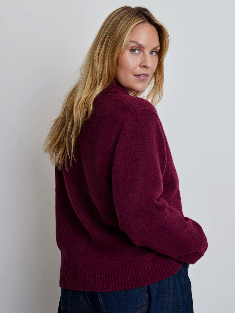 Plus size burgundy polo cardigan