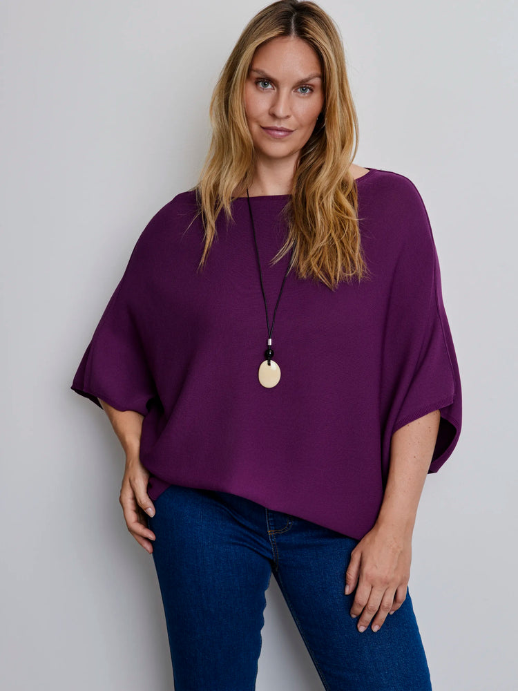 Plus size plum batwing knit jumper
