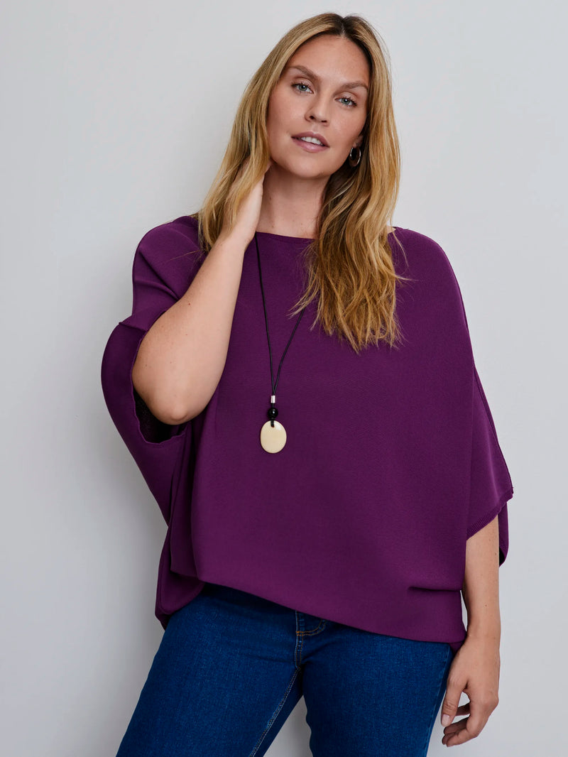 Plus size plum batwing knit jumper
