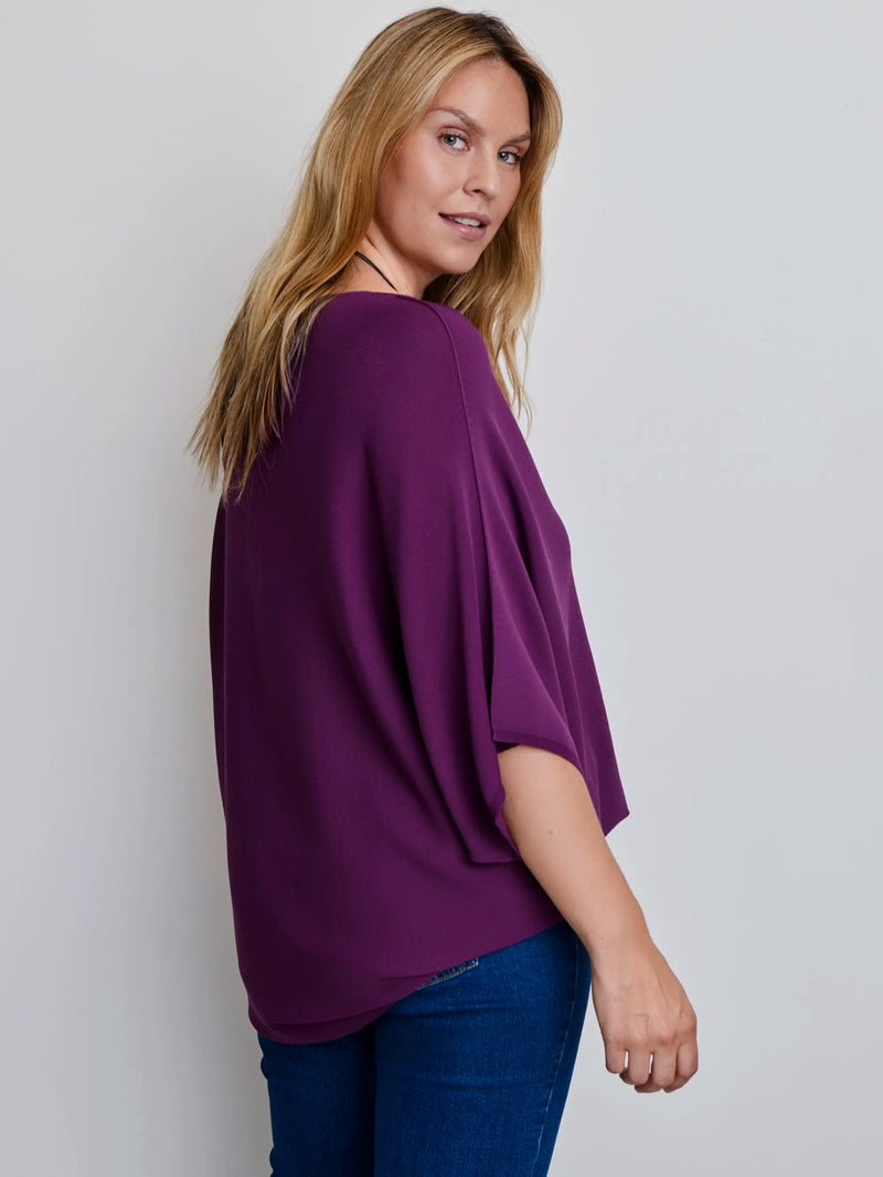 Plus size plum batwing knit jumper