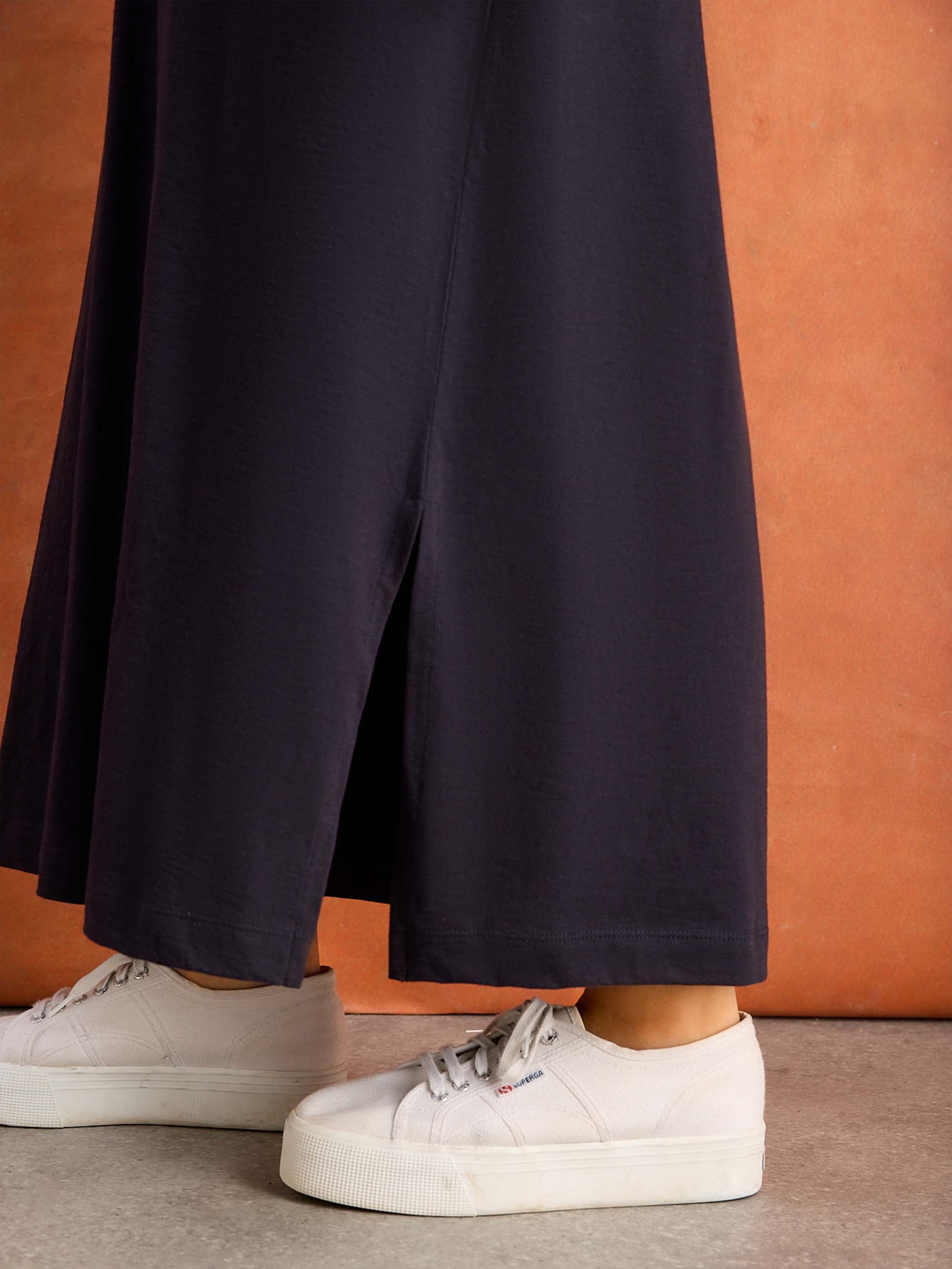 Navy Collar Neck Jersey Midi Dress Plus Size Curve