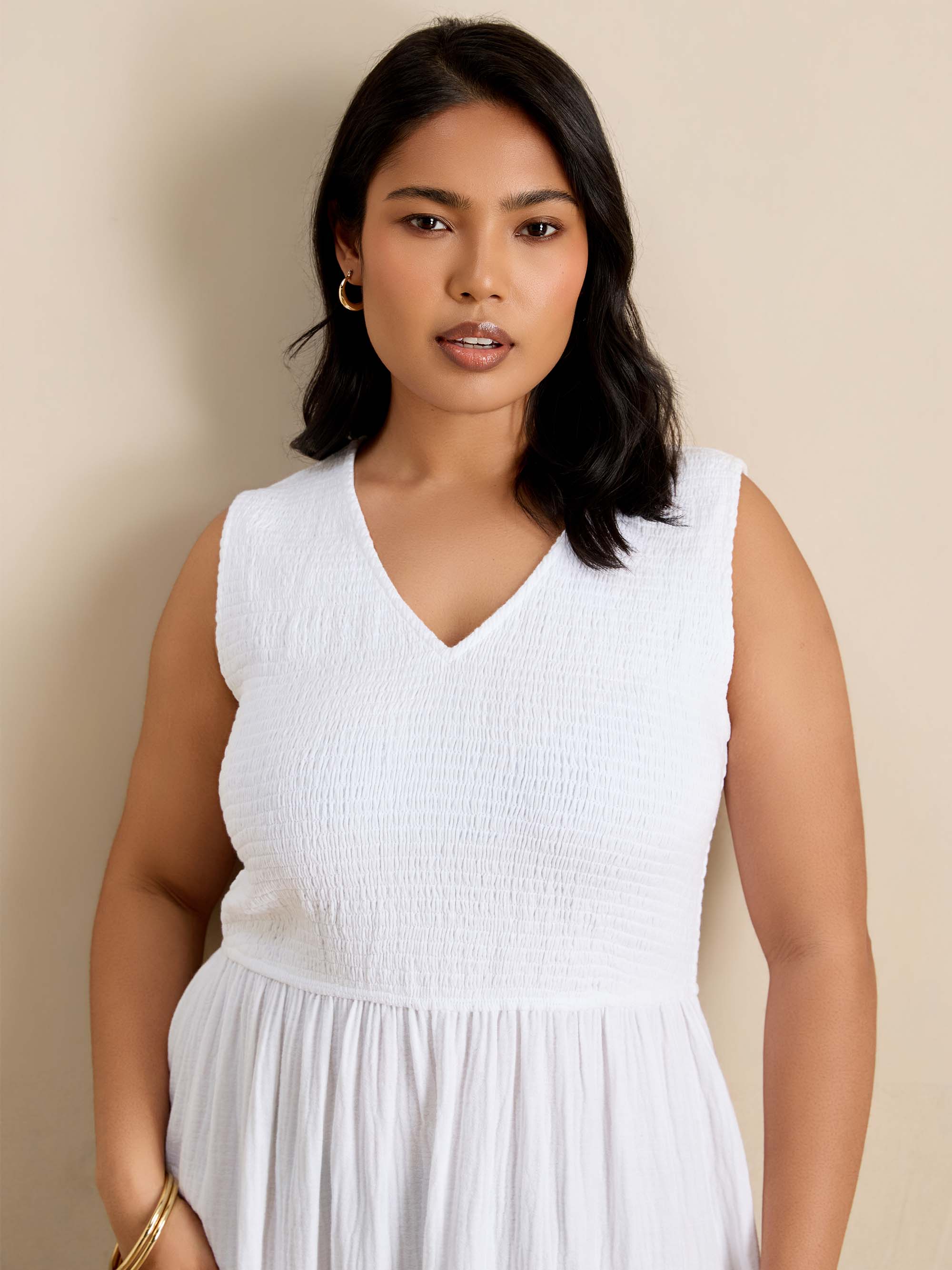White Cheesecloth Broderie Maxi Dress