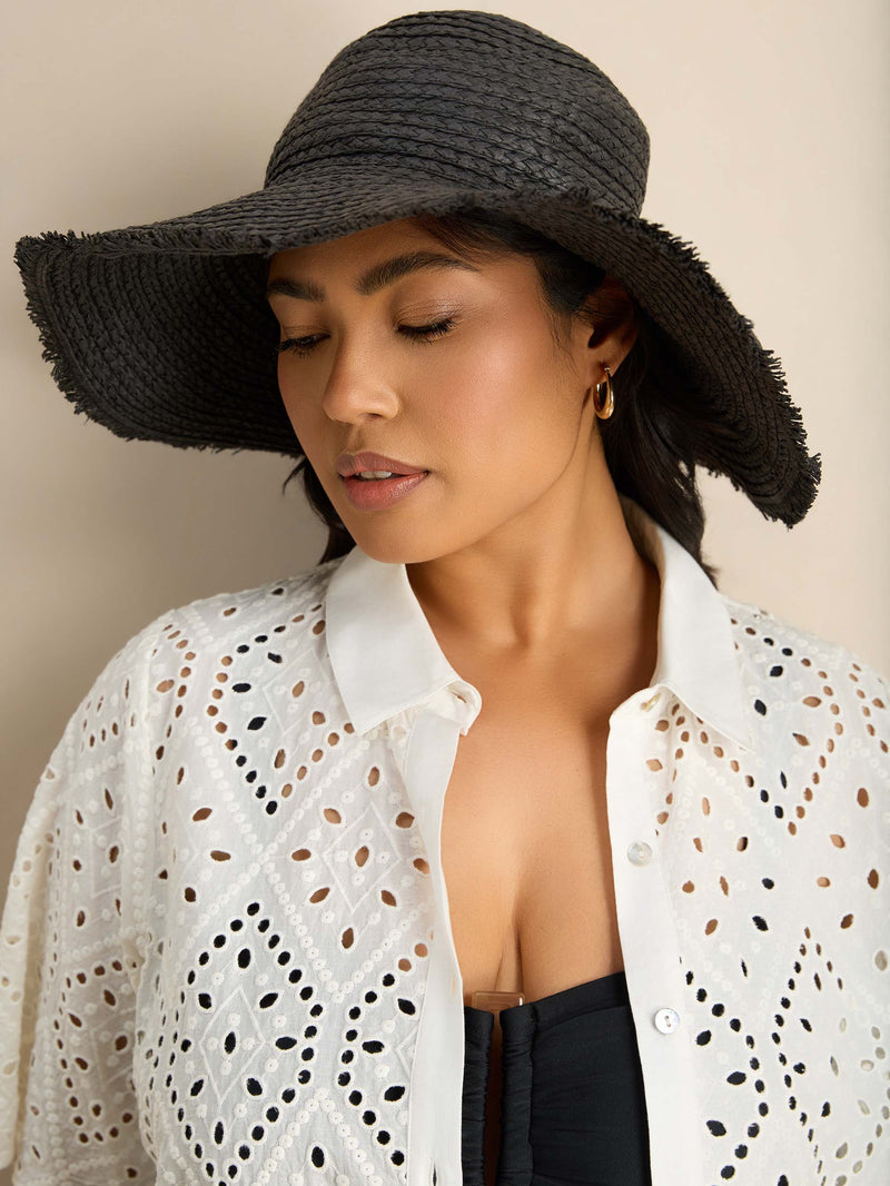 Curve white broderie midi cover-up with a relaxed fit, collared neckline and scalloped hem finish