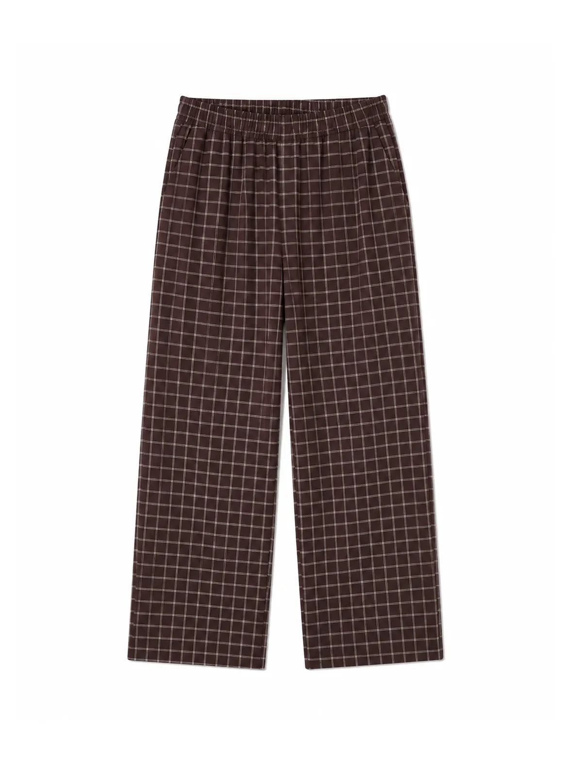Brown Check Straight Leg Trouser