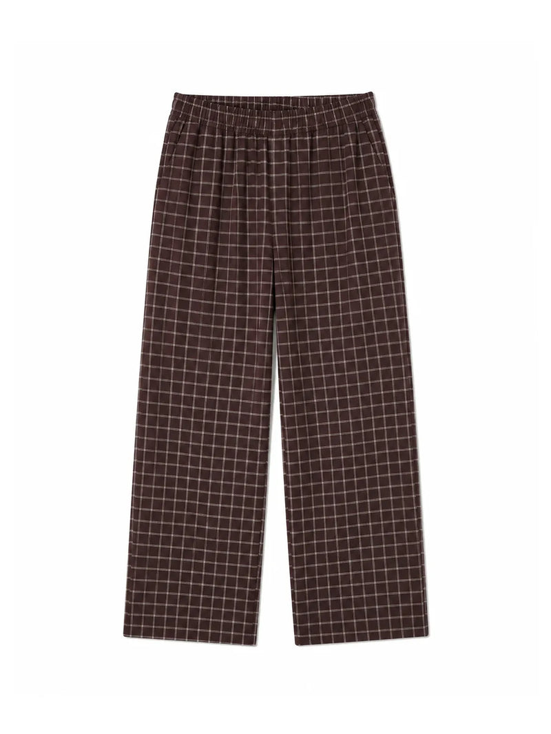 Brown Check Straight Leg Trouser