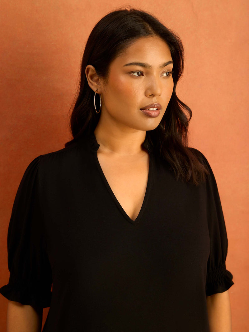Black Short Sleeve Jersey Top