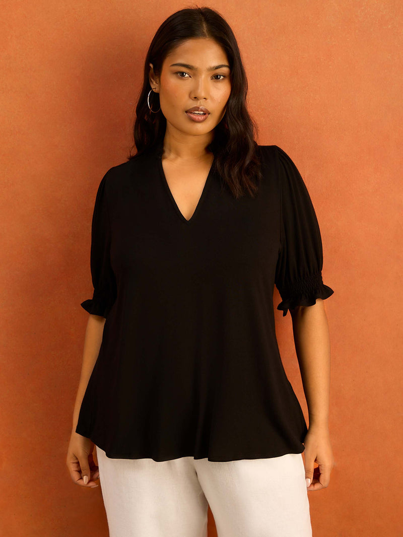 Black Short Sleeve Jersey Top