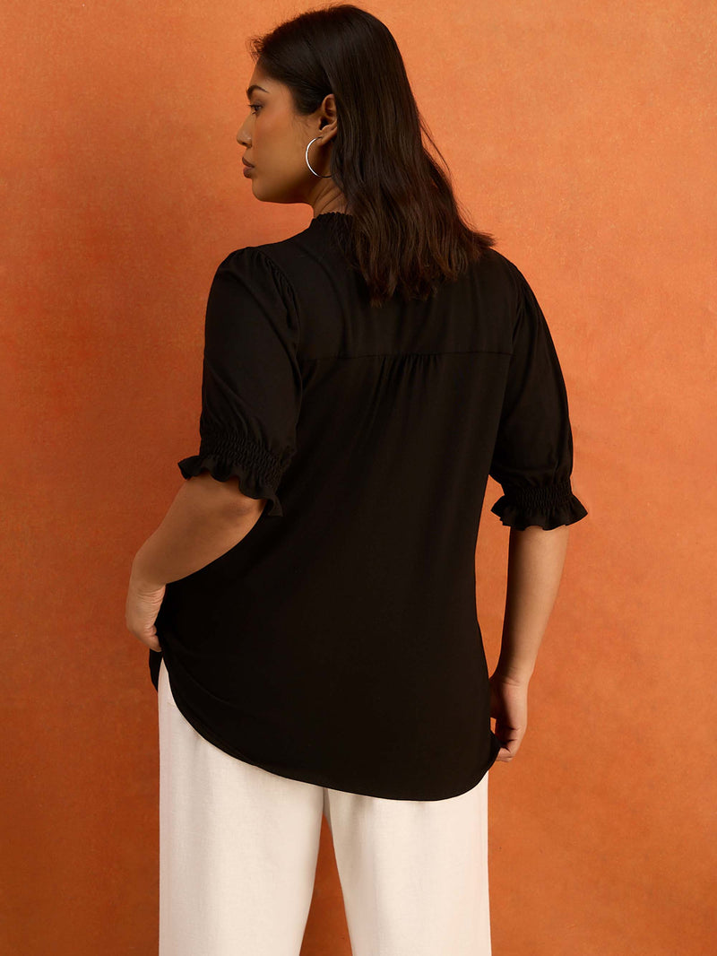 Black Short Sleeve Jersey Top