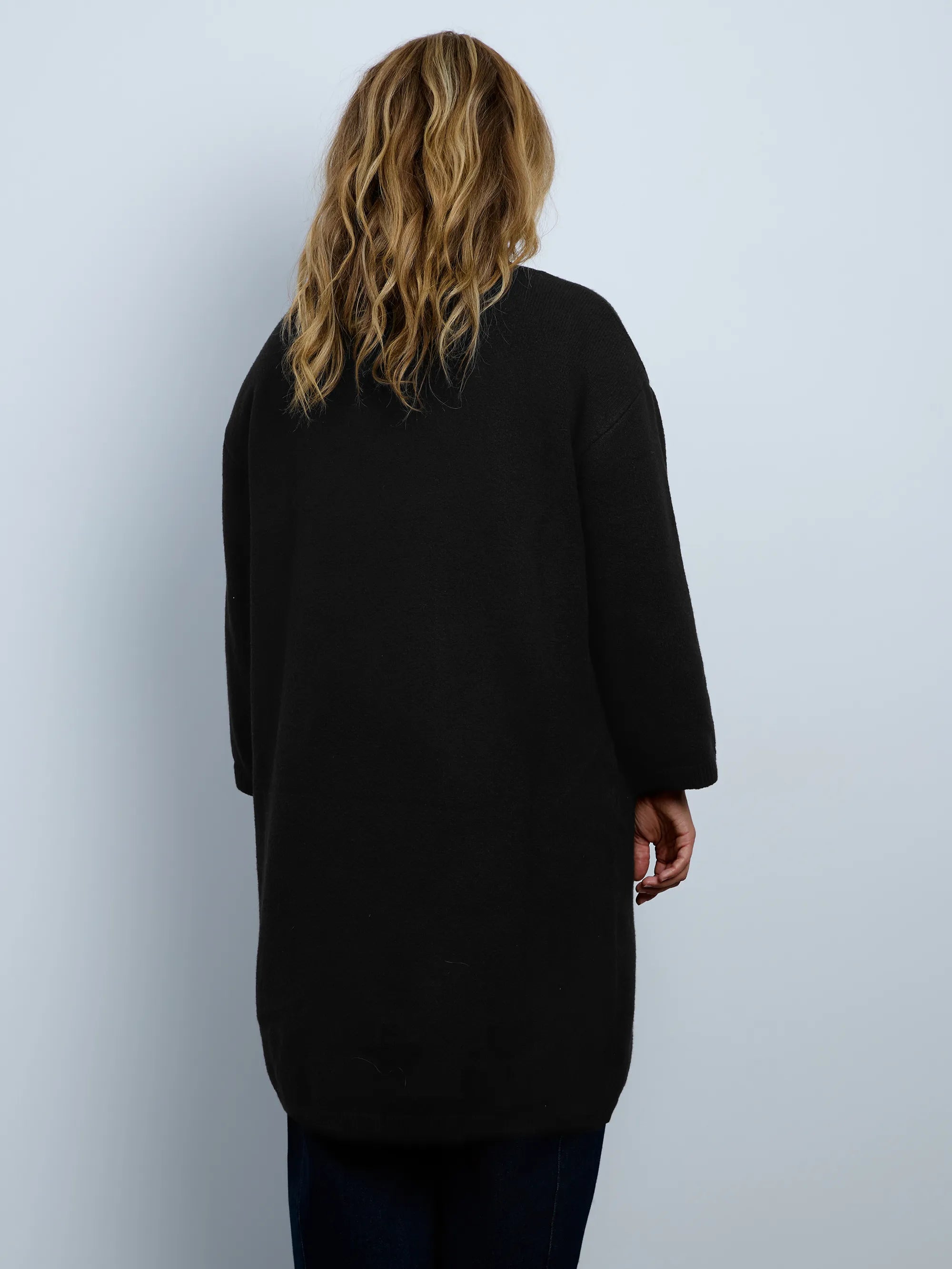 Black Coatigan With Patch Pockets