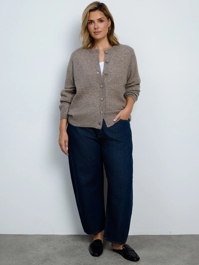 Oatmeal Wool Blend Button Through Cardigan