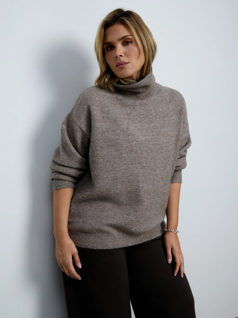 Plus size oatmeal turtleneck jumper
