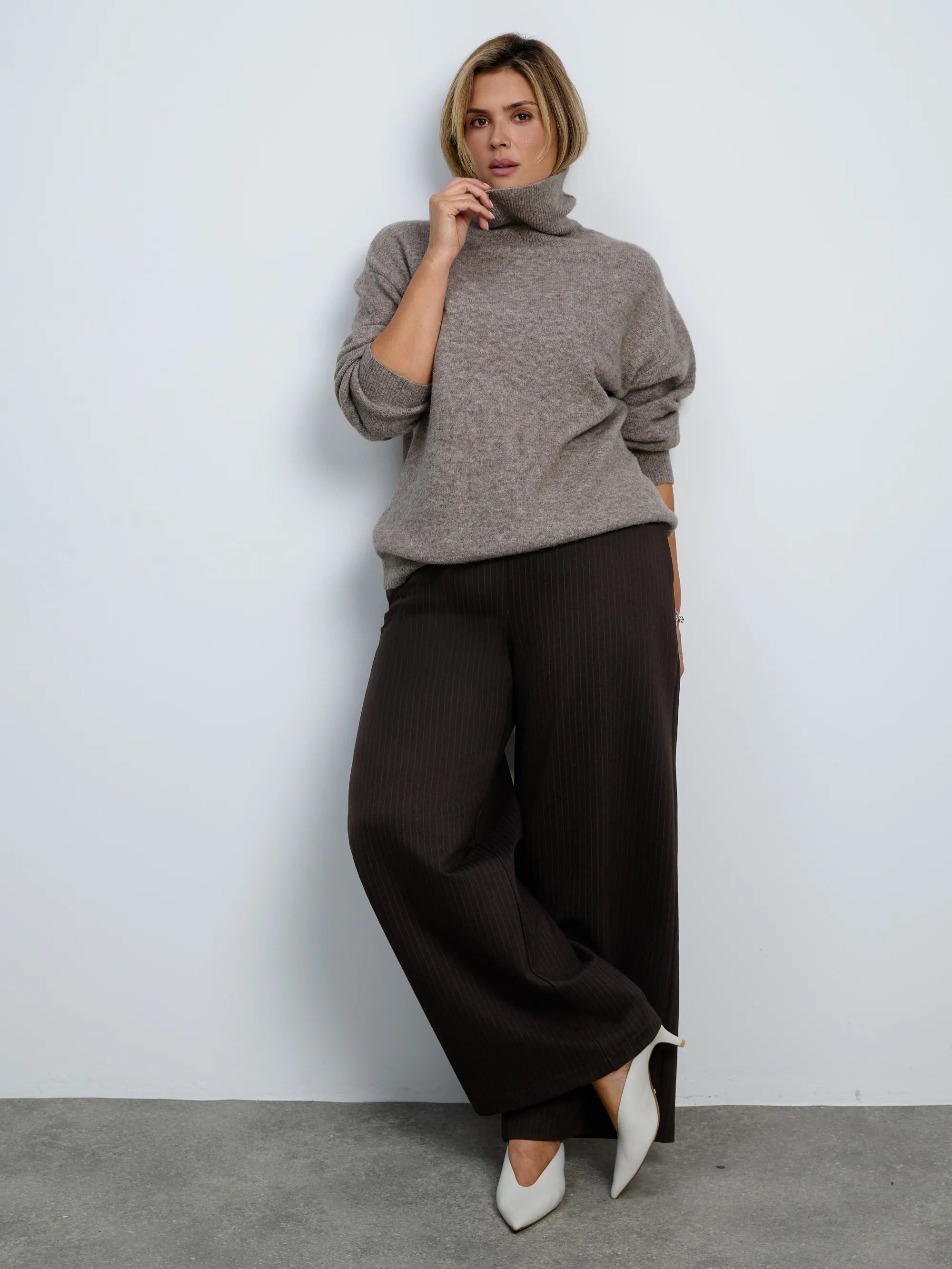 Plus size oatmeal turtleneck jumper