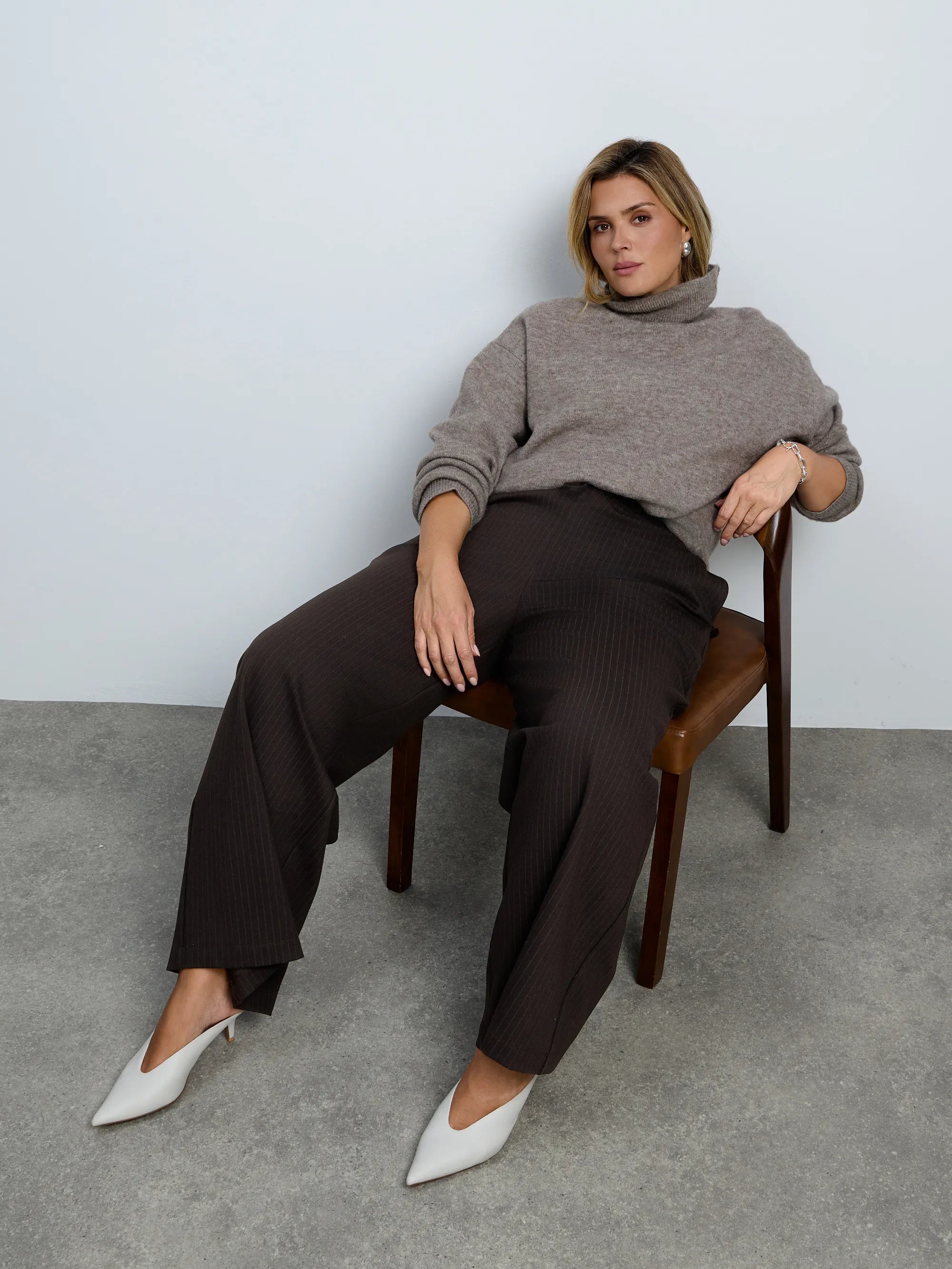 Plus size oatmeal turtleneck jumper