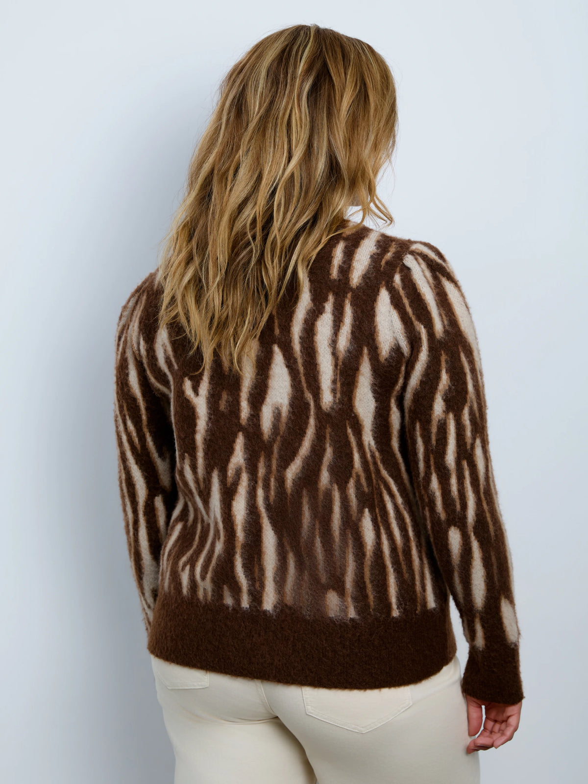 Brown Abstract Mohair Blend Knitted Jumper