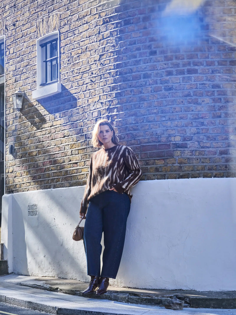 Brown Abstract Mohair Blend Knitted Jumper