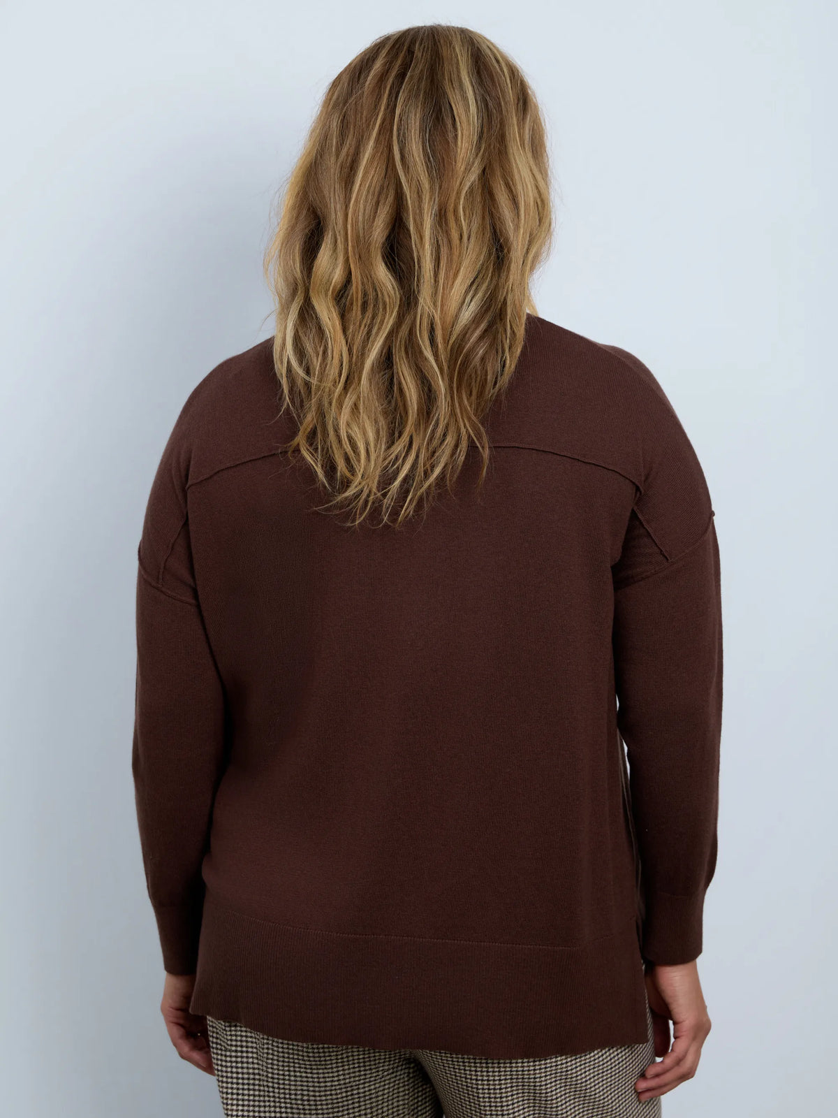 Brown Cotton Cashmere Blend Roll Neck Jumper
