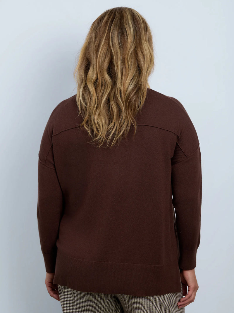 Brown Cotton Cashmere Blend Roll Neck Jumper