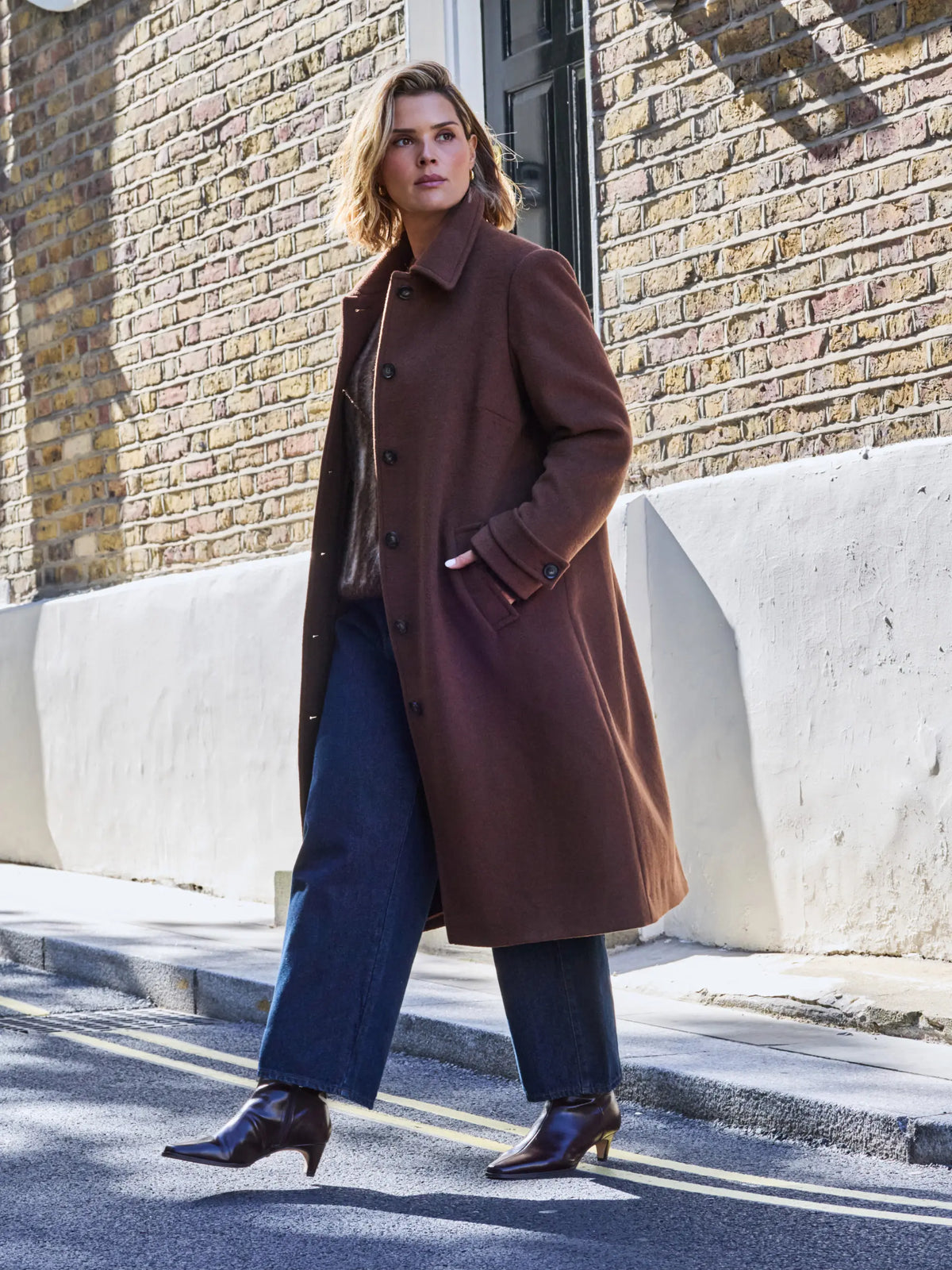Brown Wool Blend Longline Coat