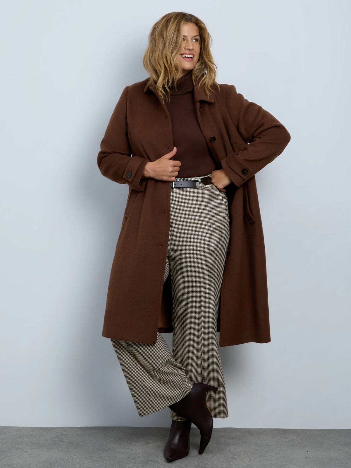 Brown Wool Blend Tailored Coat