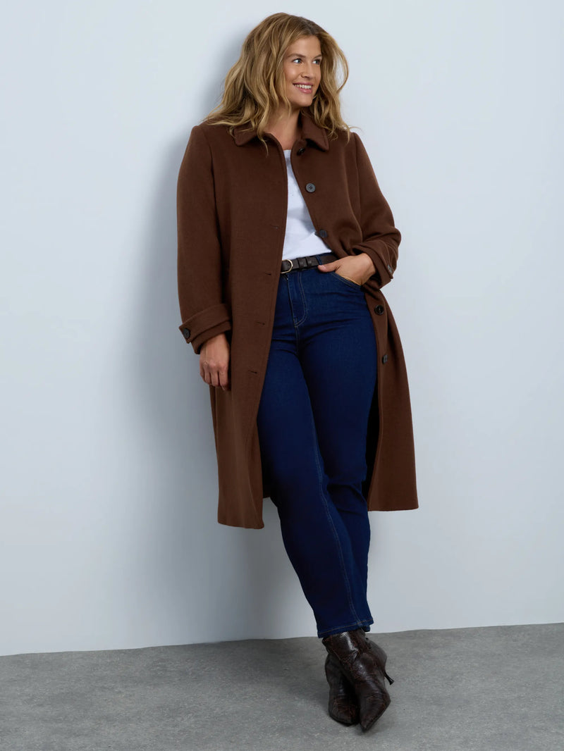 Brown Wool Blend Longline Coat