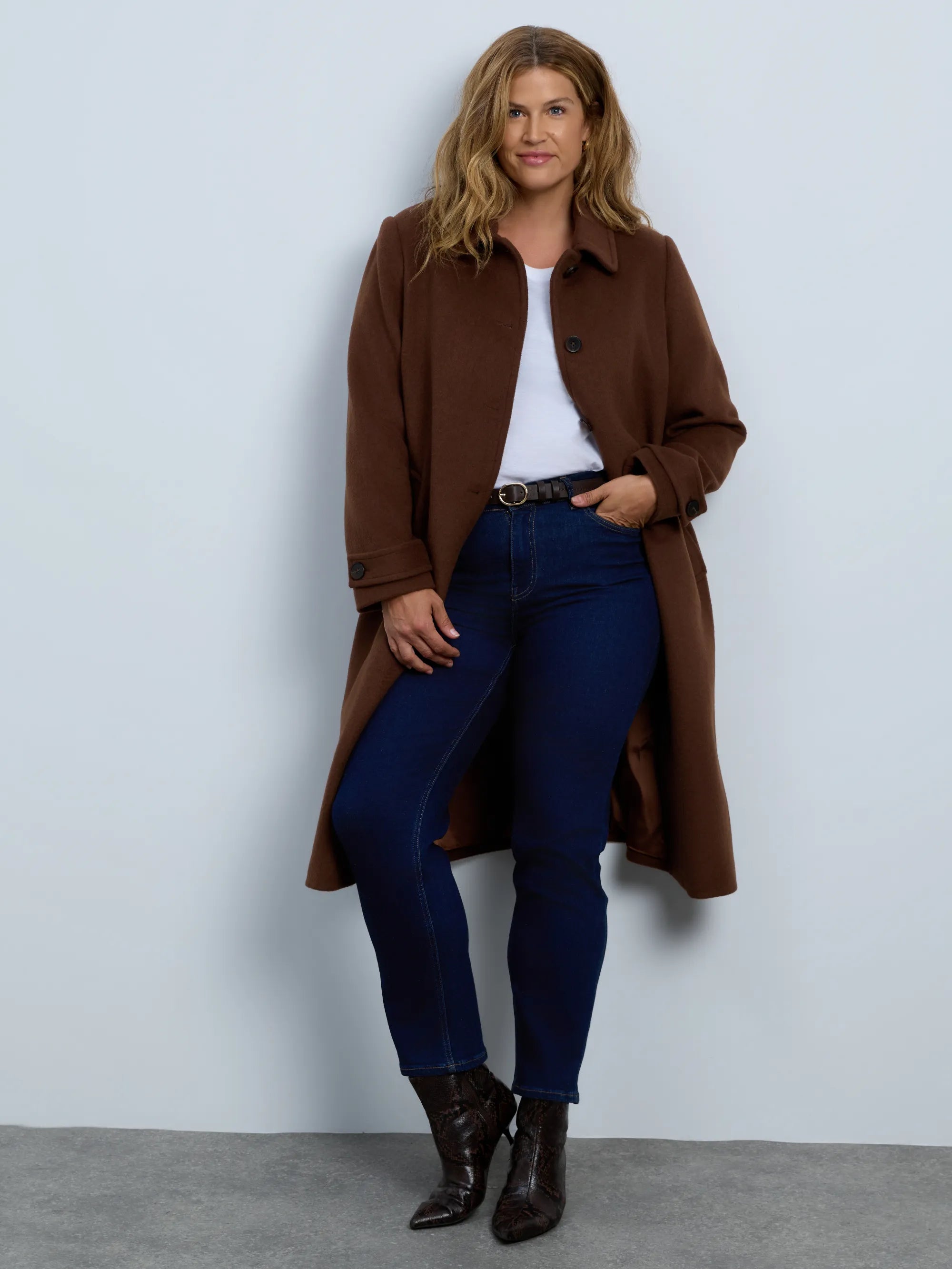 Brown Wool Blend Tailored Coat