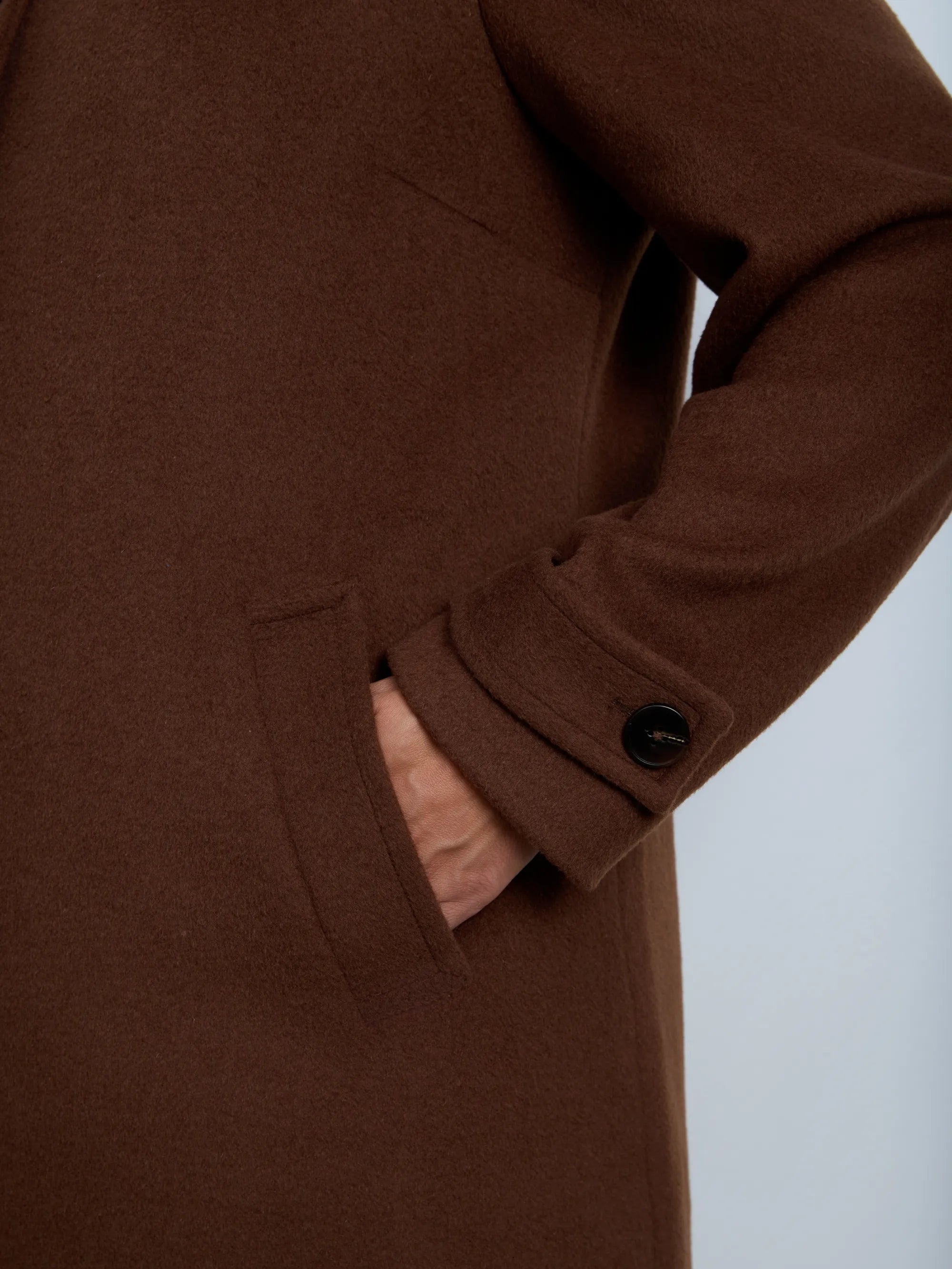 Brown Wool Blend Tailored Coat