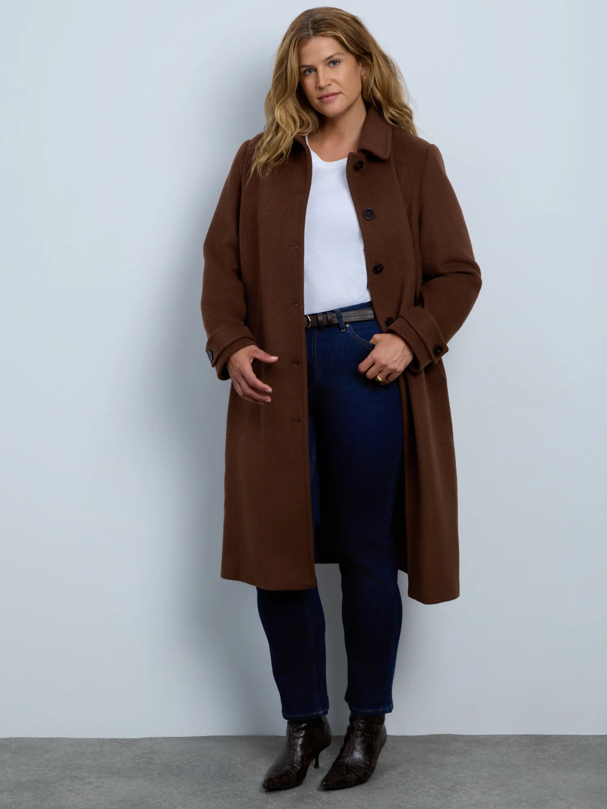 Brown Wool Blend Tailored Coat