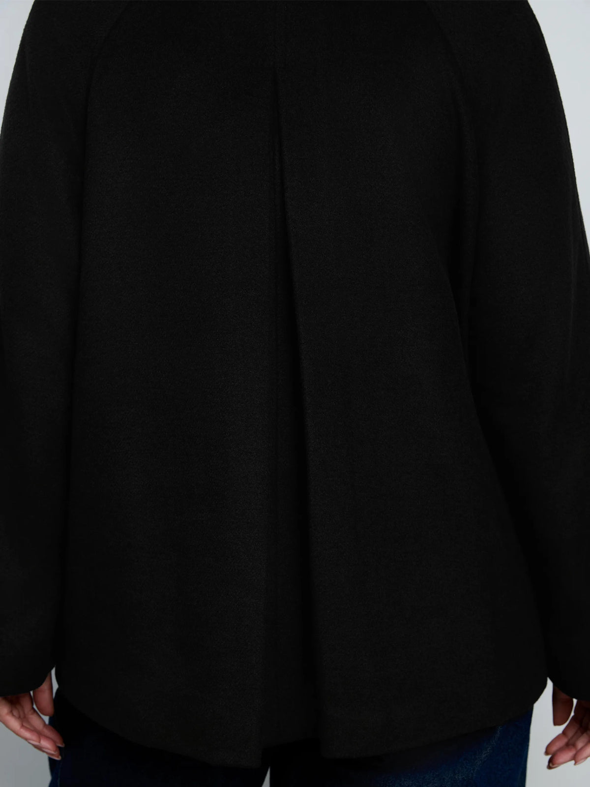 Black Wool Blend Jacket with Button Fastening