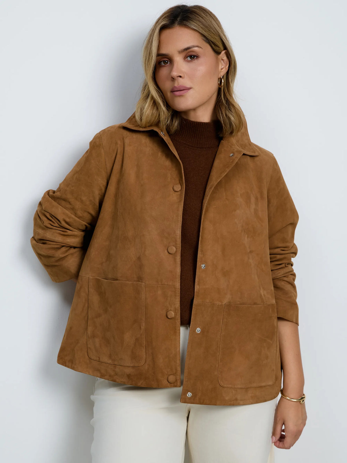 Tan Suede Button Through Jacket