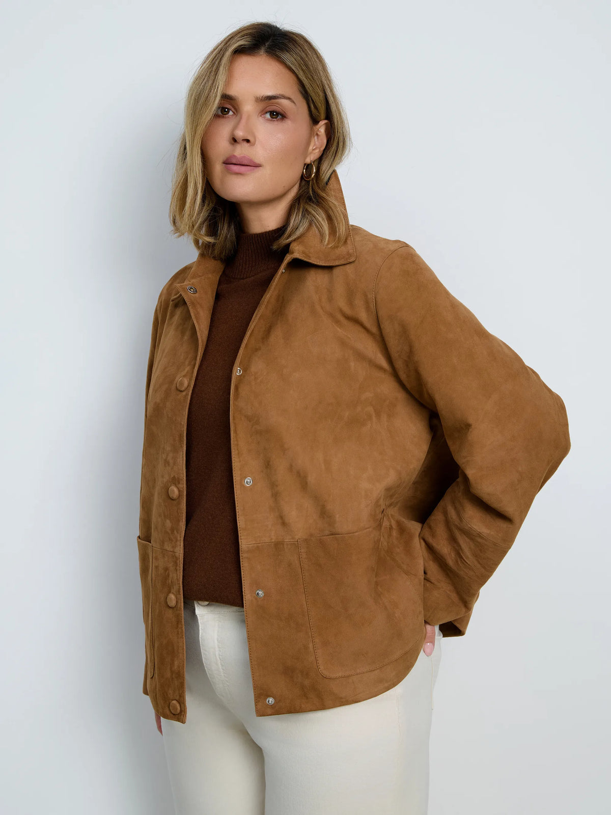 Tan Suede Button Through Jacket
