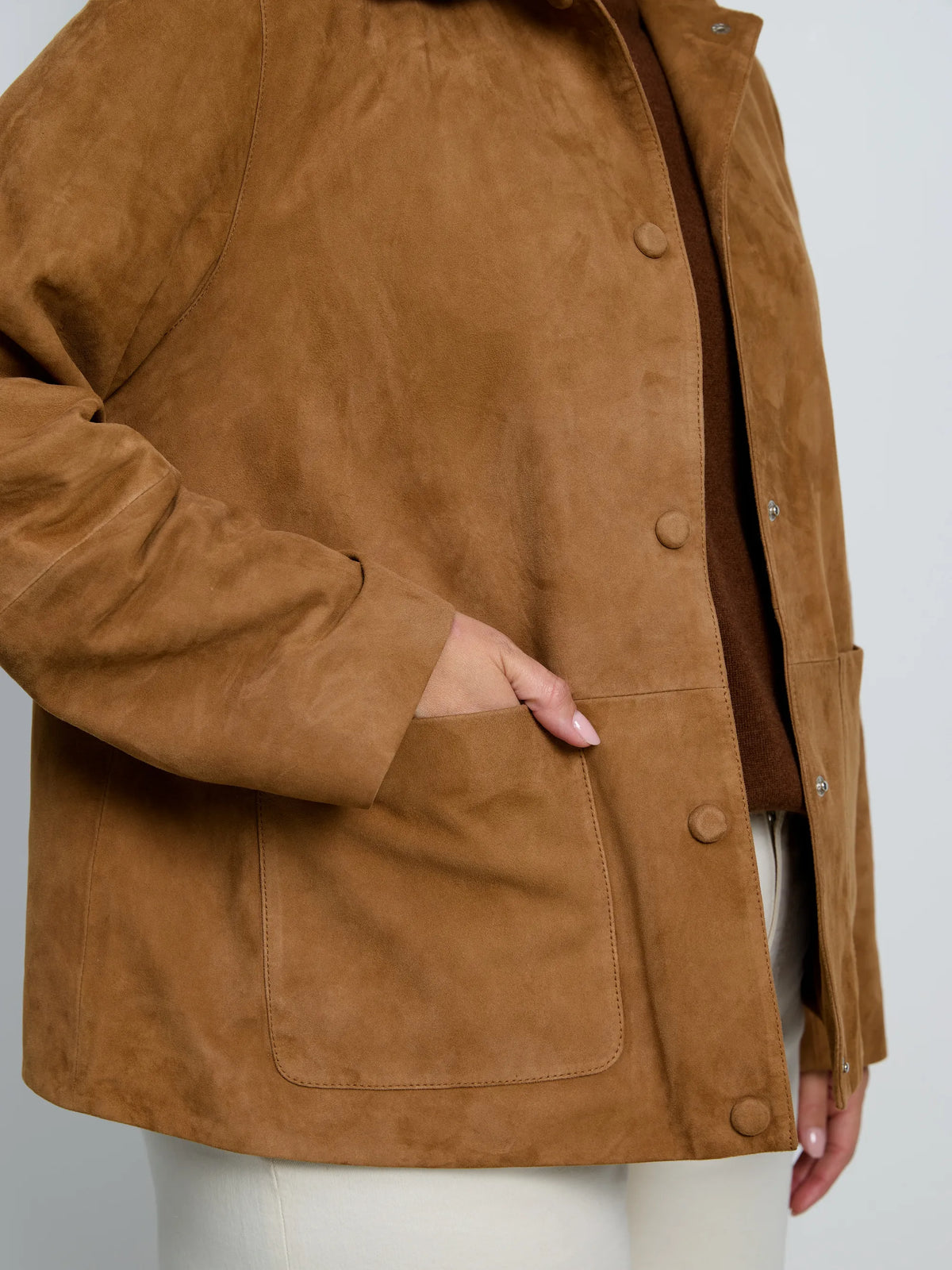 Tan Suede Button Through Jacket