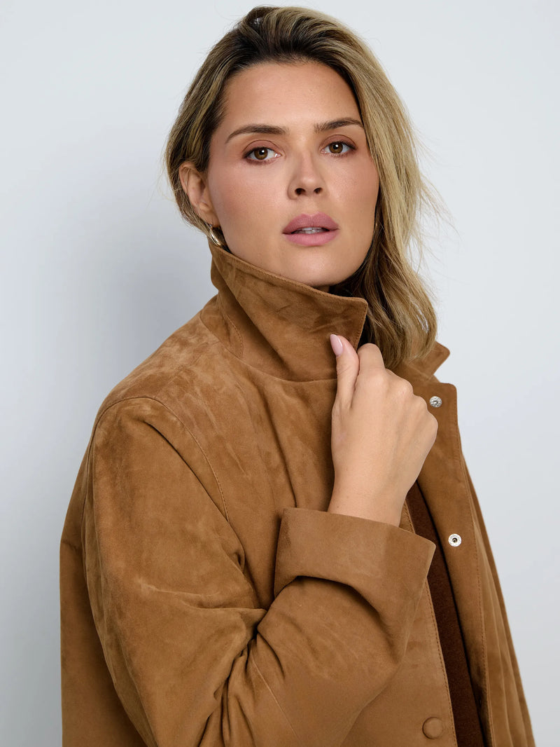 Tan Suede Button Through Jacket