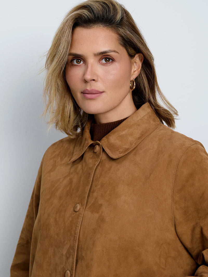 Tan Suede Button Through Jacket
