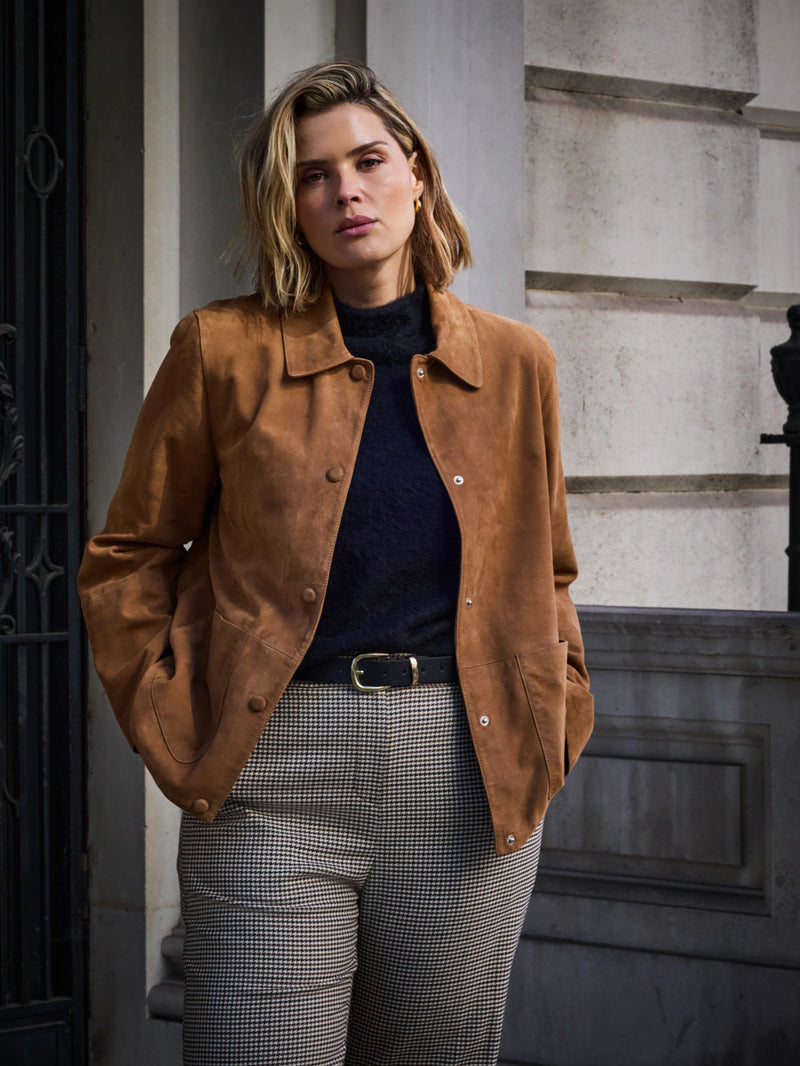 Tan Suede Button Through Jacket