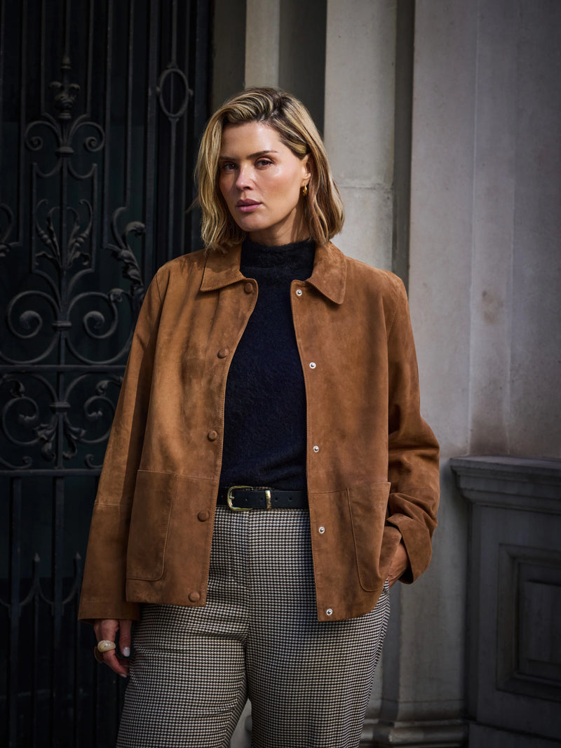 Tan Suede Button Through Jacket