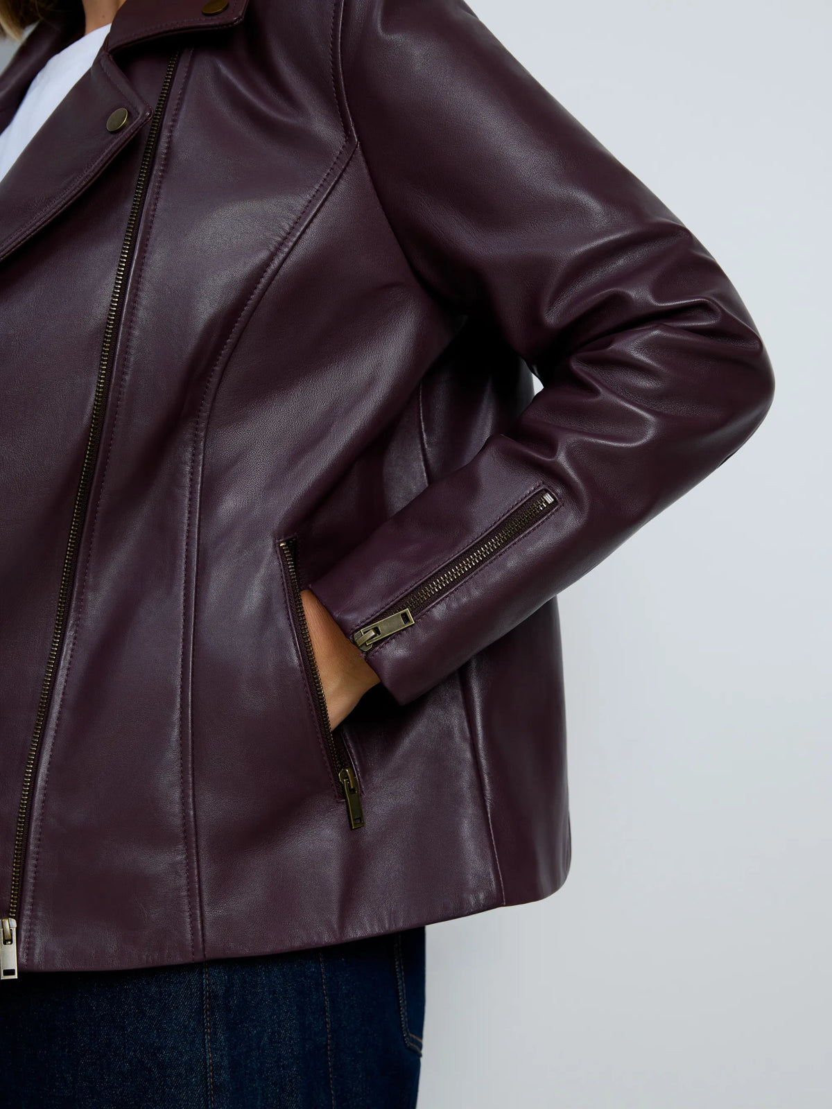 Plus size plum leather jacket