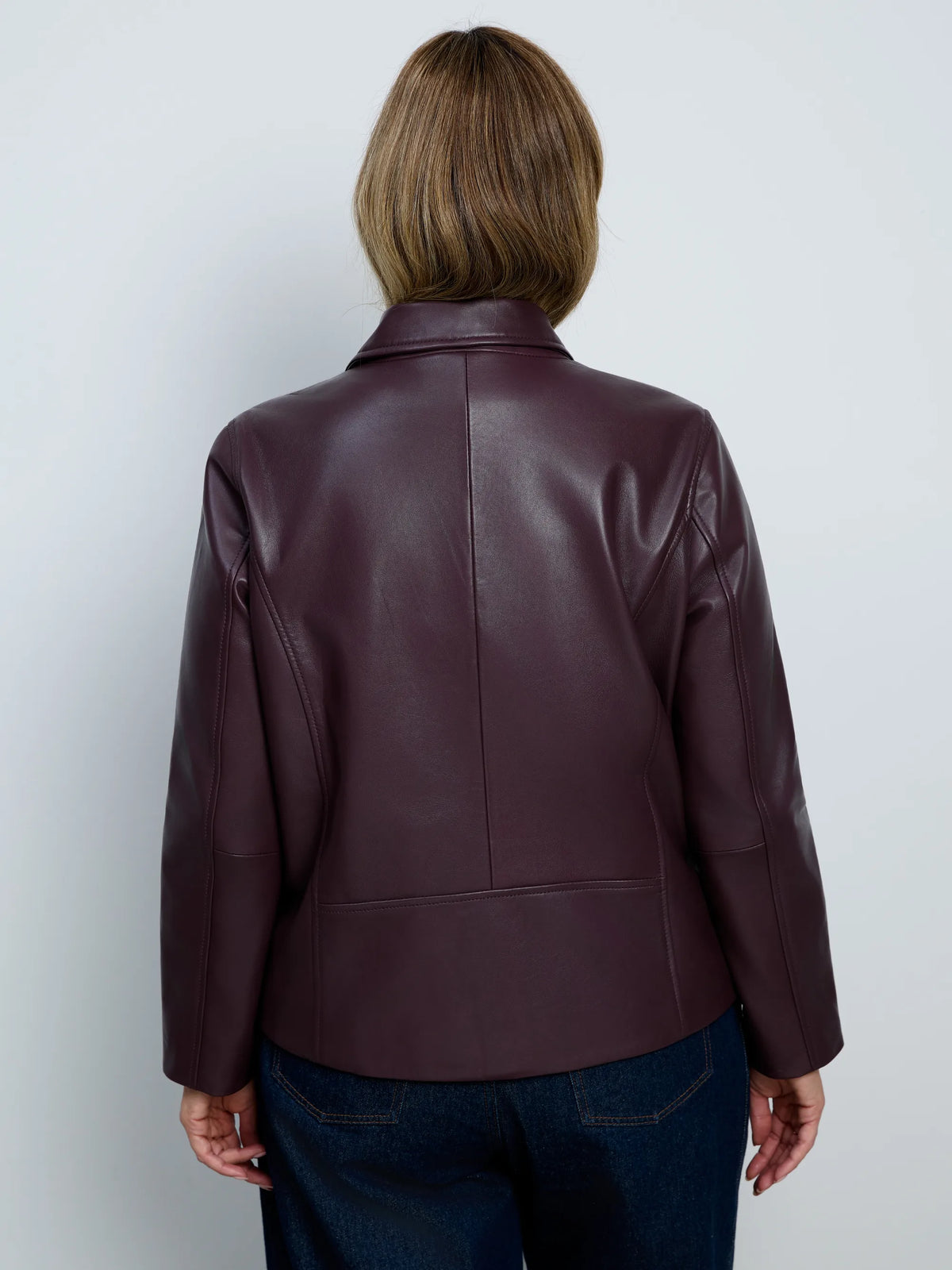 Plus size plum leather jacket