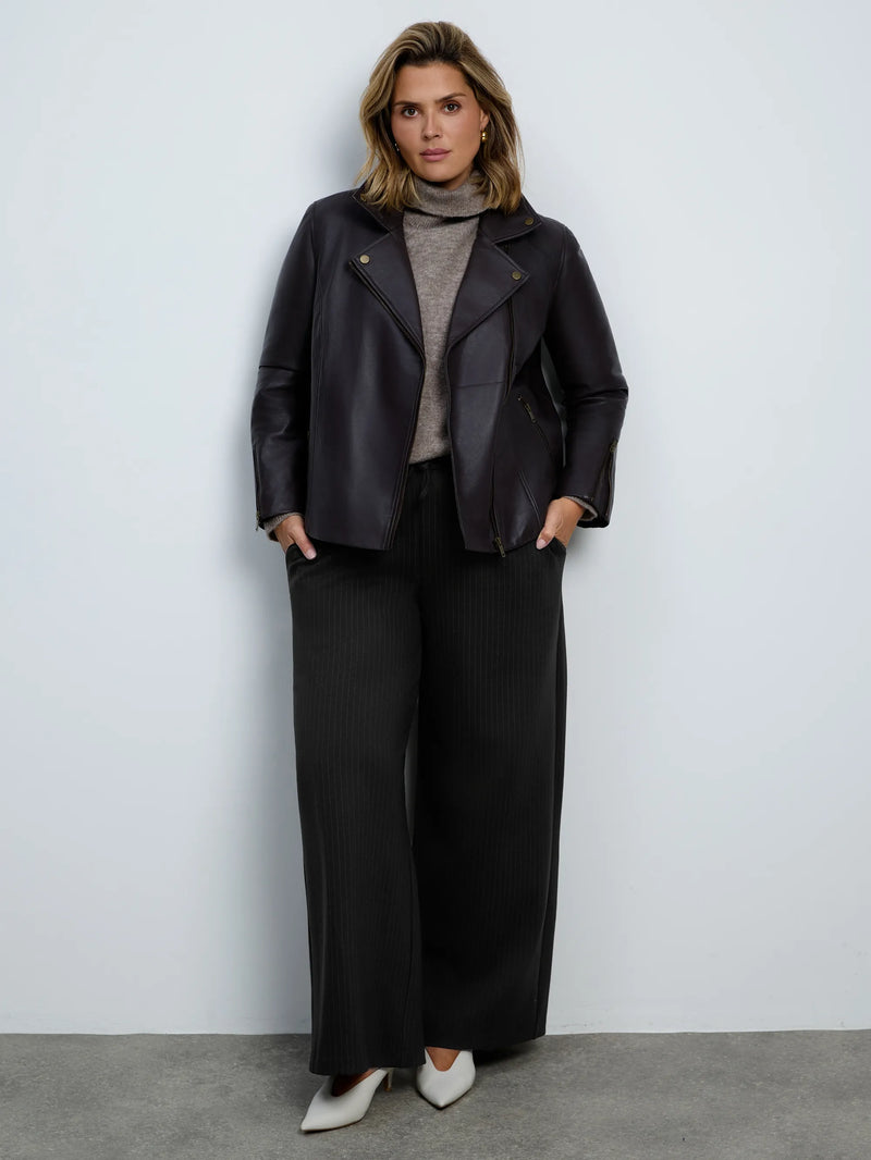 Plus size chocolate leather jacket