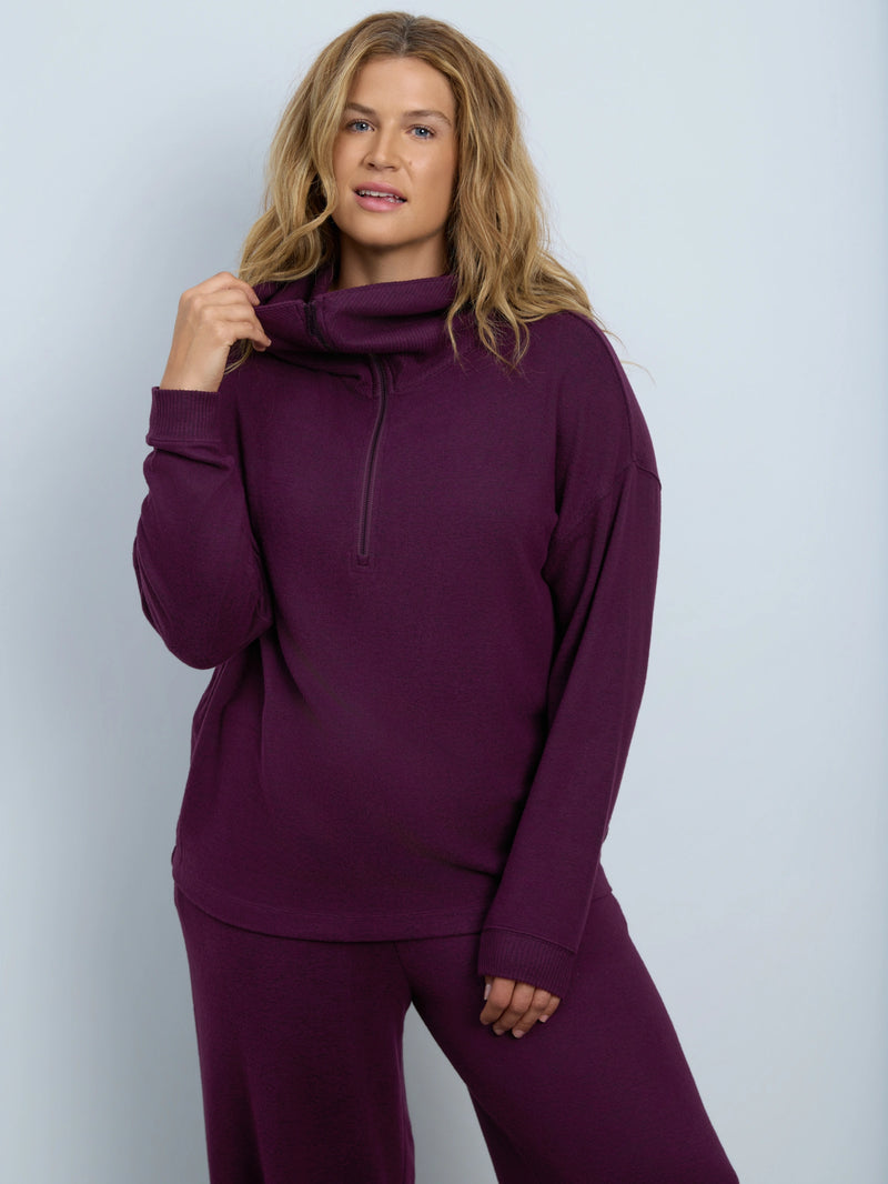 Plum Half Zip Supersoft Jumper