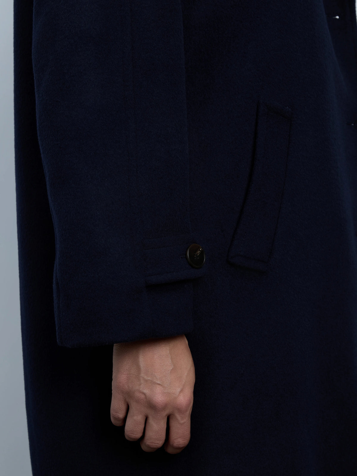 Navy Wool Blend Tailored Coat