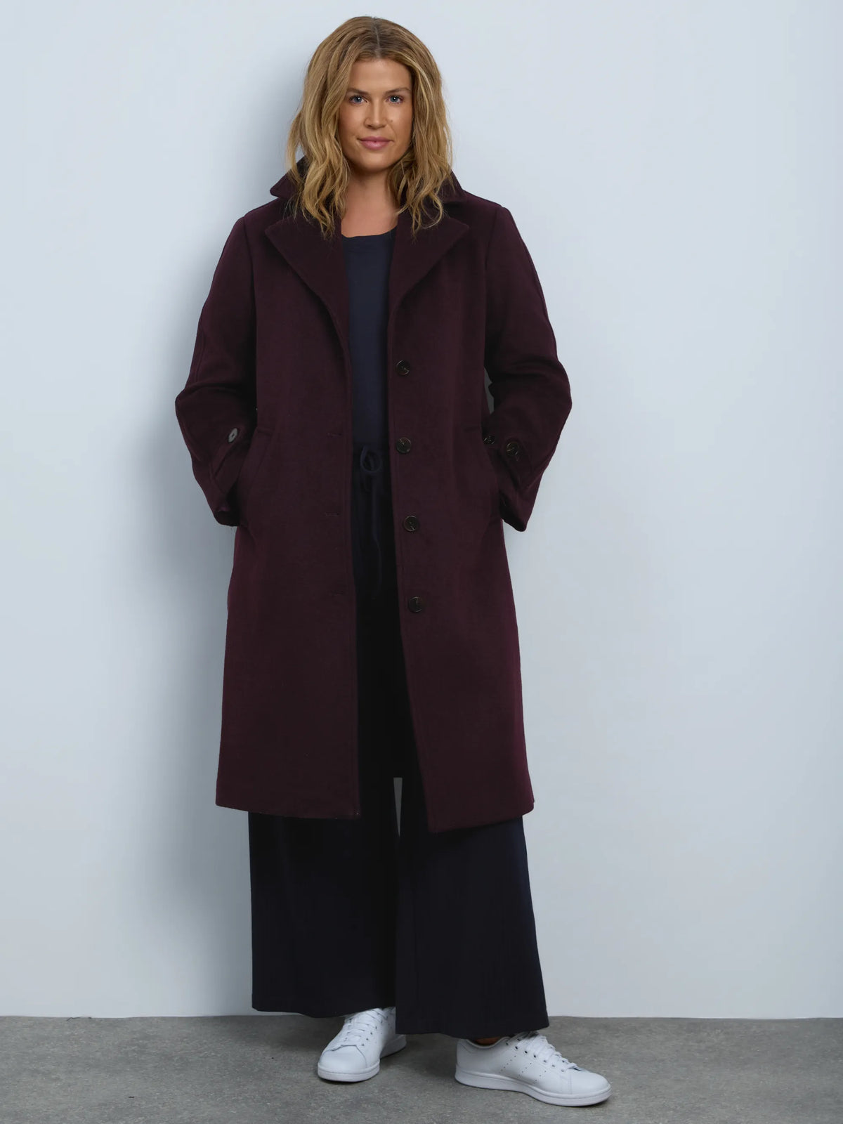 Plum Wool Blend Tailored Coat