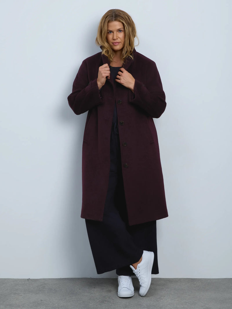 Plum Wool Blend Tailored Coat