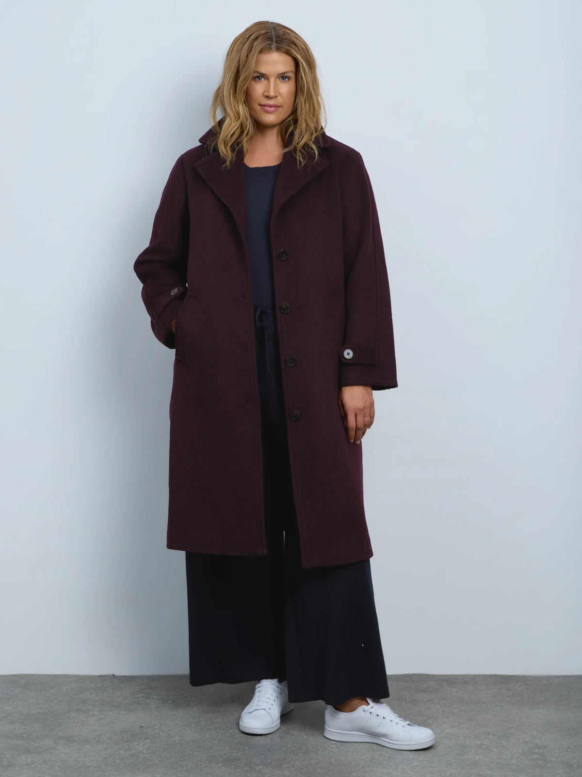 Plum Wool Blend Tailored Coat