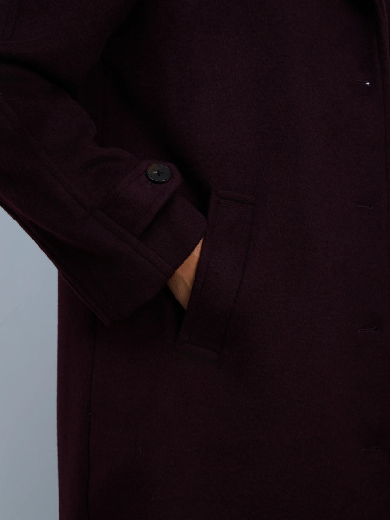 Plum Wool Blend Tailored Coat